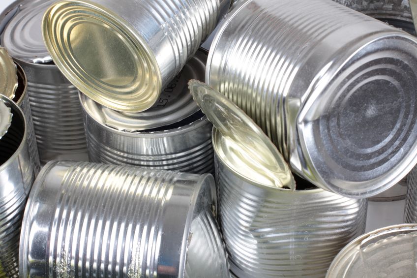 several unwrapped silver tin cans 
